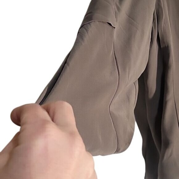 Eileen Fisher Womens Open Front Jacket L Brown Silk Blend - Picture 3 of 9